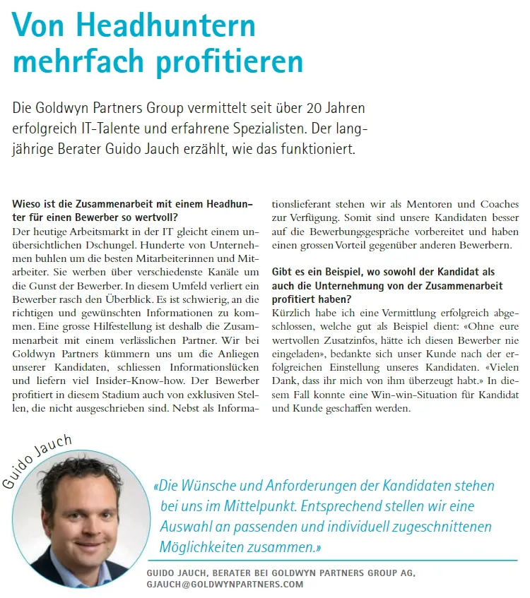 Von Headhuntern mehrfach profitieren – INLINE Magazin FH Schweiz
